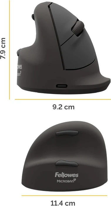 Fellowes Breyta Plus Vertical Mouse, large, Linkshänder, schwarz, USB/Bluetooth