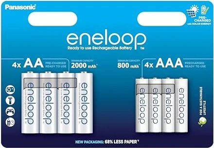 Panasonic eneloop (Gen 5) Kombipack 4x Mignon AA NiMH 2000mAh/4x Micro AAA NiMH 800mAh, 8er-Pack