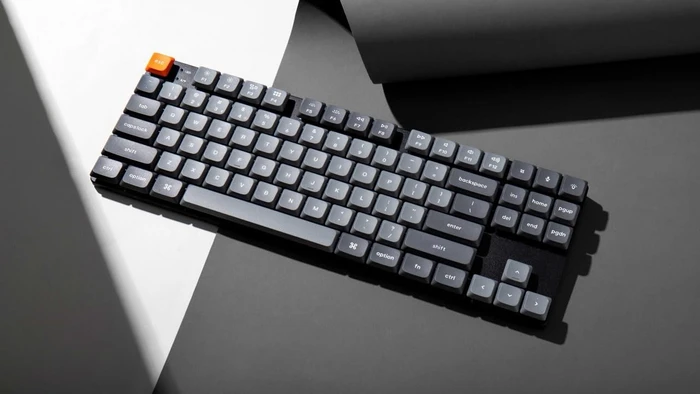 Keychron K1 Max, 80% TKL, grau/orange, LEDs RGB, hot-swap, Gateron LOW PROFILE 2.0 RED, USB/Bluetooth, US