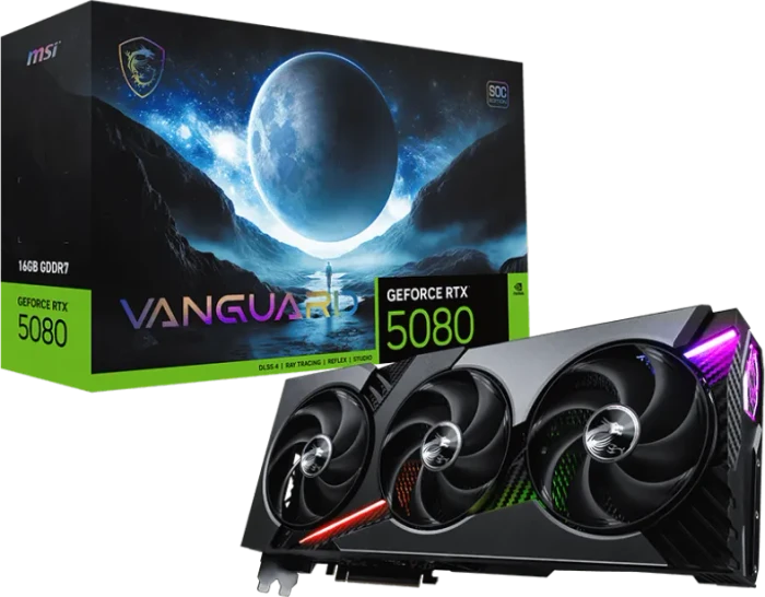 MSI GeForce RTX 5080 16G Vanguard SOC, G5080-16VGS, 16GB GDDR7, HDMI, 3x DP