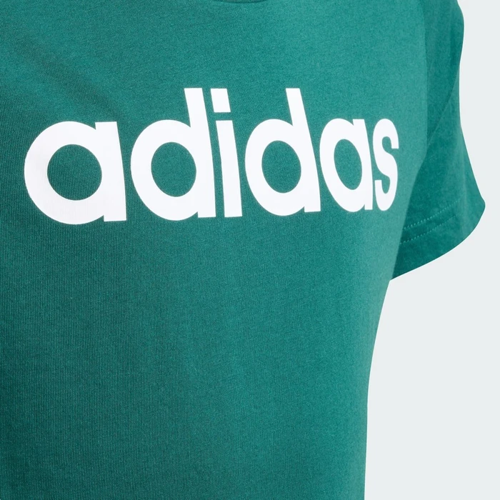 adidas Essentials Linear Logo Cotton Slim Fit T-Shirt kurzarm collegiate green/white (Junior)