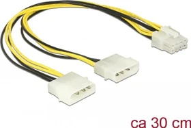 DeLOCK 8-Pin EPS12V Stecker auf 2x 4-Pin IDE Molex Stecker, gelb/schwarz, Adapterkabel, 30cm (85453)