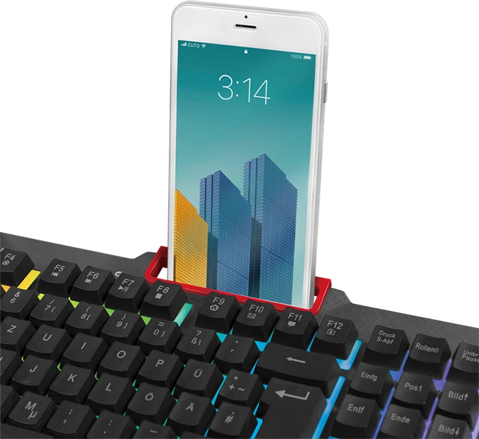 Typhoon Gaming-Tastatur mit Regenbogenfarben-Hintergrundbeleuchtung, USB, DE