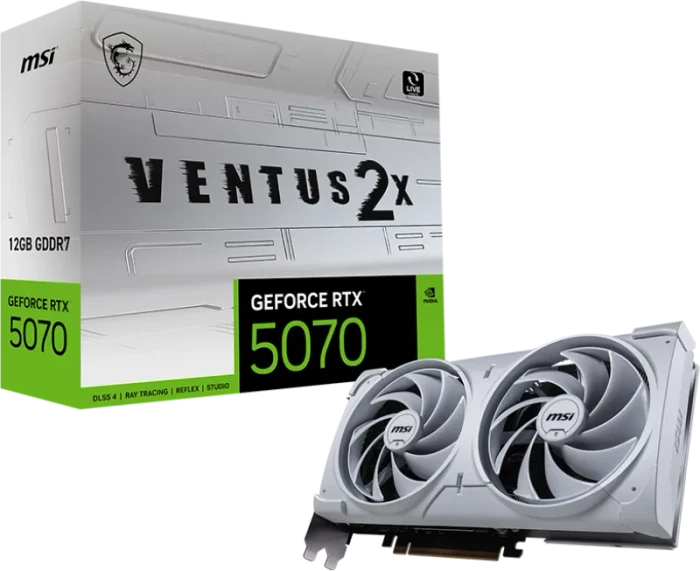 MSI GeForce RTX 5070 12G Ventus 2X White, G5070-12V2W, 12GB GDDR7, HDMI, 3x DP
