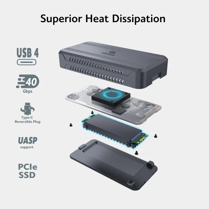 Akasa USB4 NVMe M.2 SSD Enclosure, USB4