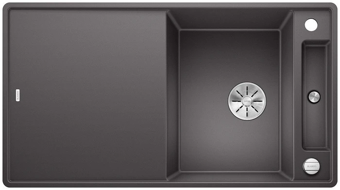 Blanco Axia III 5 S-F InFino Becken reversibel mit Ablauffernbedienung felsgrau inkl. Glasschneidbrett