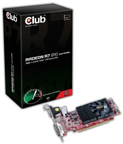 Club 3D Radeon R7 250E Low Profile, 1GB GDDR5, VGA, DVI, HDMI