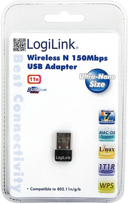 LogiLink Wireless N150 Nano, 2.4GHz WLAN, USB-A 2.0 [Stecker]