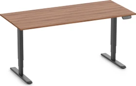 Ergolutions Primus elektrisch höhenverstellbarer Sitz-Steh-Schreibtisch 180x80cm Nussbaum/schwarz