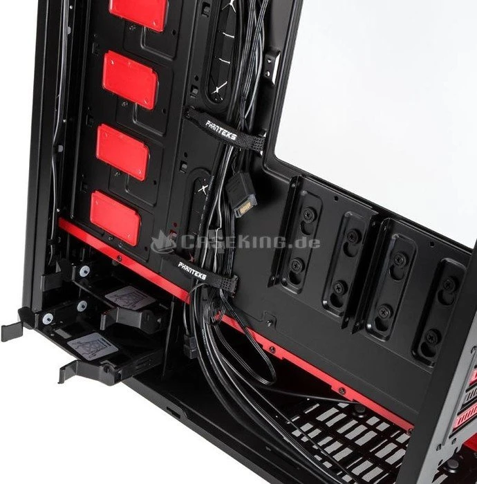 Phanteks Eclipse P400 Tempered Glass Edition schwarz/rot, Glasfenster