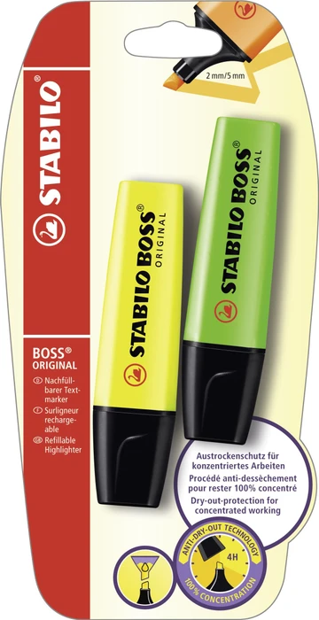 STABILO Boss Original gelb/grün, 2er-Set, Blister