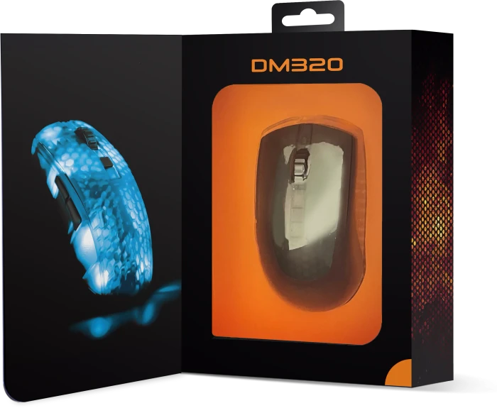 Deltaco DM320 Wireless RGB Lightweight Gaming Mouse schwarz/transluzent, USB
