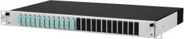Metz Connect OpDAT slide splice LWL-Patchpanel SC-D Kupplungen, OM3 aqua, 12-Port, 1HE, 1HE