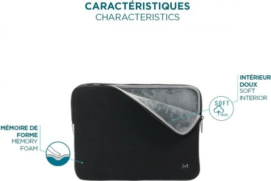 Mobilis Skin 12.5-14" Memory Foam Notebookhülle, schwarz/grau