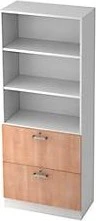 Hammerbacher HR-Schrank 5OH V7300, Chromgriff, weiß/nussbaum, Aufbewahrungskombination