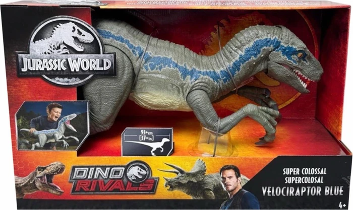 Mattel Jurassic World - Riesendino Velociraptor Blue