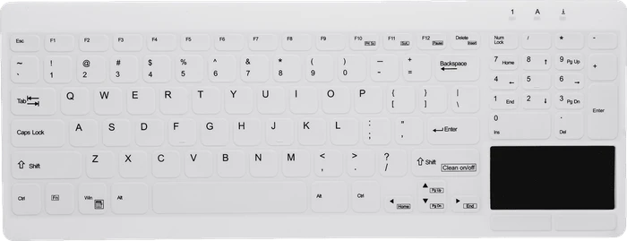 Contour Design Active Key desinfizierbare Tastatur mit Nummernfeld und Touchpad, vollversiegelt, weiß, USB, ND