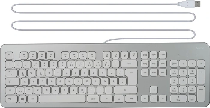 Hama KC-700 Slim-Design Tastatur, silber/weiß, USB, DE