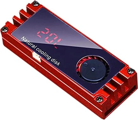 M.2 2280 Alu, doppelseitige Kühler für SSDs, Lüfter, Temperaturanzeige, rot (verschiedene Markenbezeichnungen)