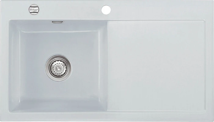 systemceram Mera 90 F Einbau Becken links mit Ablauffernbedienung alu