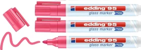 edding 95 Glasmarker pink, 3er-Pack