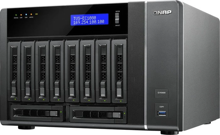 QNAP TVS-EC1080-i3-8G, 8GB RAM, 4x RJ-45 1000Base-T, 3x USB-A 3.0
