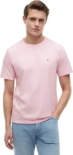 Tommy Hilfiger Roundneck Flag-Stickerei T-Shirt kurzarm pink lily (Herren)