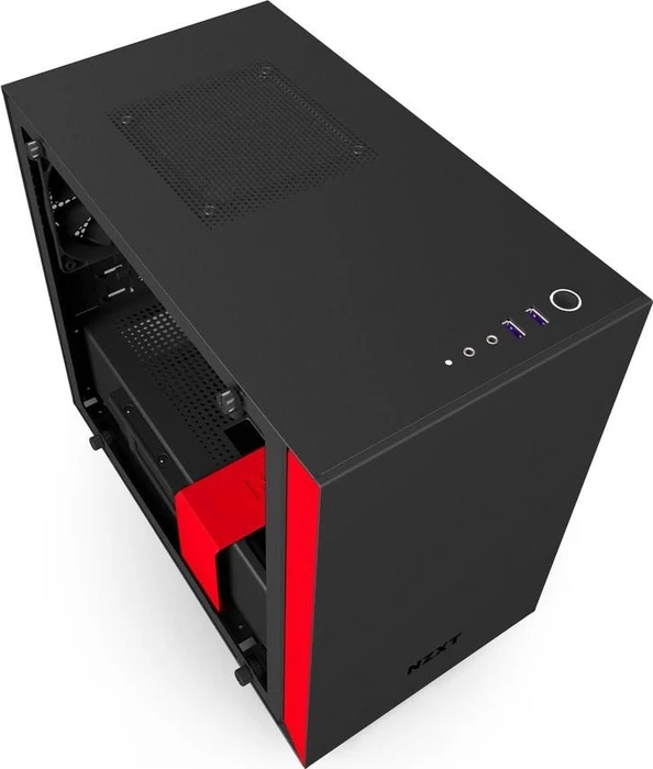 NZXT H200i, schwarz/rot, Glasfenster, Mini-ITX