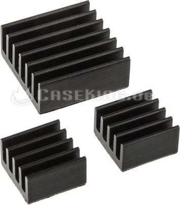 King Mod Alu Kühlkörper-Set für Raspberry Pi, schwarz