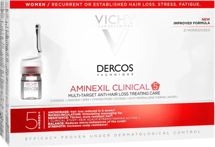 Vichy Dercos Aminexil Clinical 5 für Frauen Haarkur, 126ml (21x 6ml)