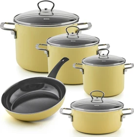Riess Emaille Nouvelle Kochgeschirr-Set lemon, 5-tlg.