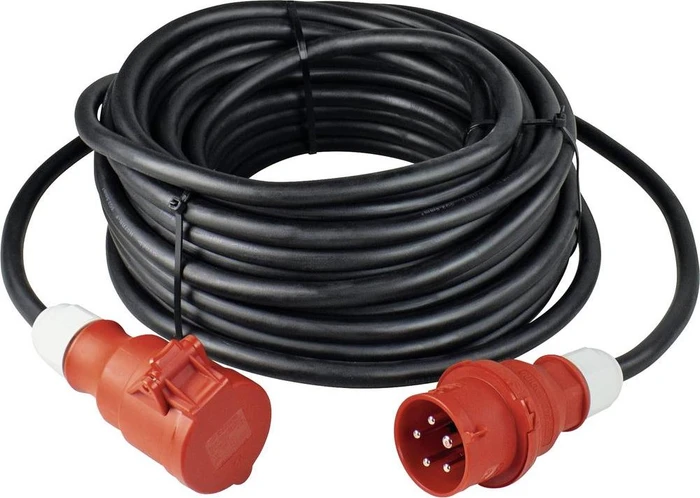 as-Schwabe Gummi CEE Verlängerungskabel 400V 32A IP44 H07RN-F 5G6, schwarz, 5m