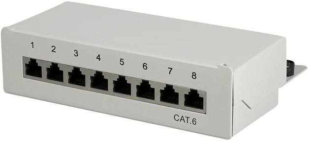 LogiLink Desktop Patchpanel Cat6, für Tisch/Wand, 8-Port, grau