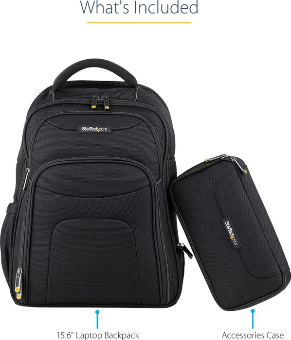 StarTech 15.6" Laptop Rucksack mit abnehmbarer Zubehörtasche, schwarz
