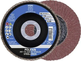 Pferd PFF 115 A 40 SG STEELOX POLIFAN Fächerschleifscheibe K40, 115x22.23mm, 10 Stück
