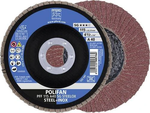 Pferd PFF 115 A 40 SG STEELOX POLIFAN Fächerschleifscheibe K40, 115x22.23mm, 10 Stück