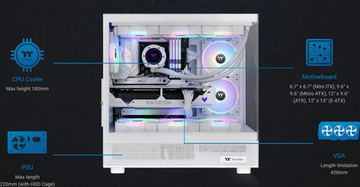Thermaltake View 270 Plus TG ARGB Snow, weiß, Glasfenster