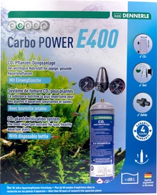 Dennerle Carbo POWER E400 Komplett-Set, Präzisions-Druckminderer für Einweg CO2 Druckflaschen, mit 2x Manometer