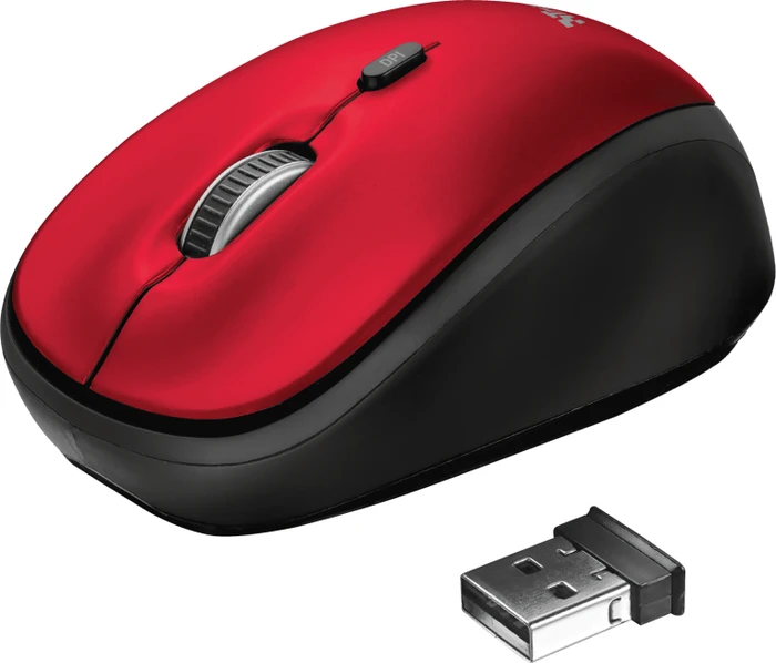 Trust Yvo Wireless Mouse Set mit Wendehülle für 15.6" Laptops, rot, USB
