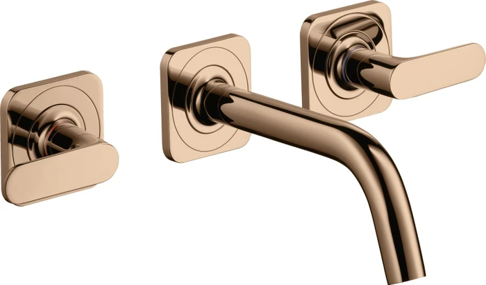 Hansgrohe Axor Citterio M 3-Loch Waschbeckenarmatur mit Hebelgriffen 166mm polished red gold