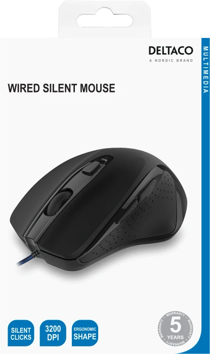 Deltaco Office Wired Silent Mouse schwarz, USB