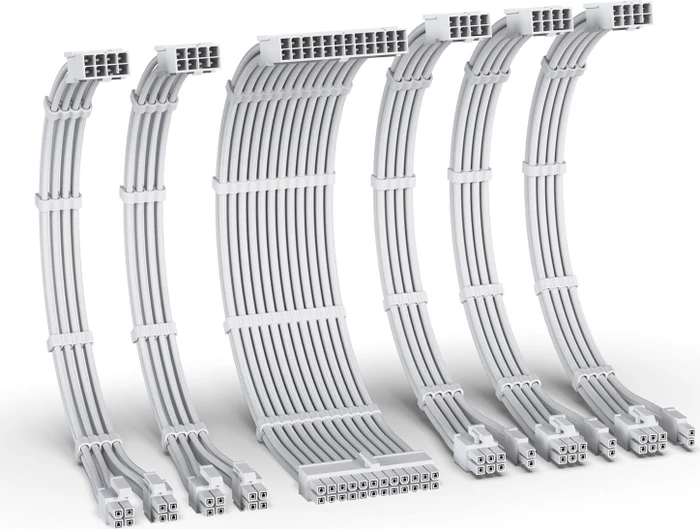 EZDIY-FAB Cable Extension Kit, 1x 24-Pin, 2x 4/8-Pin ATX, 3x 8-Pin PCIe, 16AWG, weiß