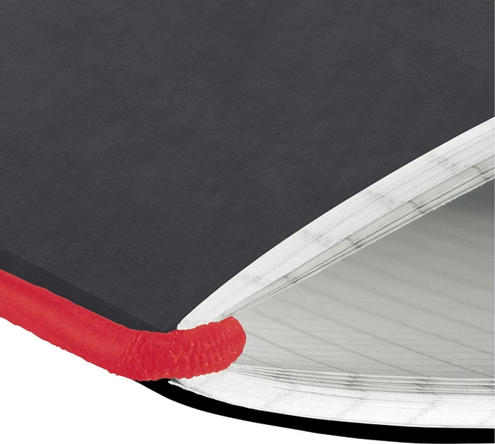 Herlitz my.book flex Notizheft, A5, kariert, Lederoptik-Wechselcover, anthrazit/rot, 40 Blatt