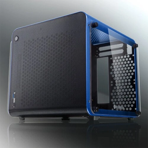 Raijintek Metis Evo TGS, blau/schwarz, Glasfenster, Mini-ITX