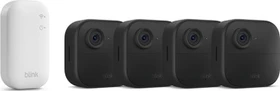 Blink Outdoor Kamera schwarz, 4. Generation/2025, inkl. Sync-Modul 2, 4er-Pack
