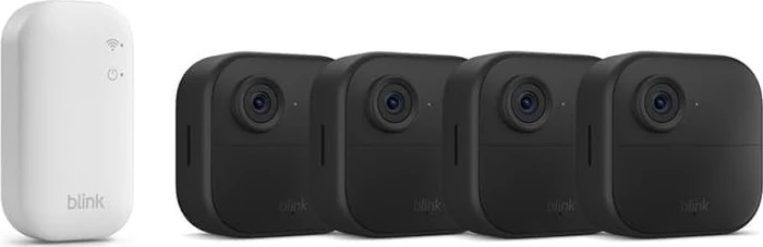 Blink Outdoor Kamera schwarz, 4. Generation/2025, inkl. Sync-Modul 2, 4er-Pack