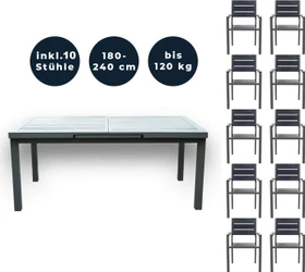Home Deluxe Calido Madera Gartenmöbel-Set anthrazit, 11-tlg.