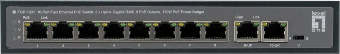 LevelOne FGP Desktop Switch, 10x RJ-45, 120W Hi-PoE