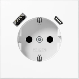 Jung Serie LS SCHUKO-Steckdose mit USB-Ladegerät Safety+, alpinweiß