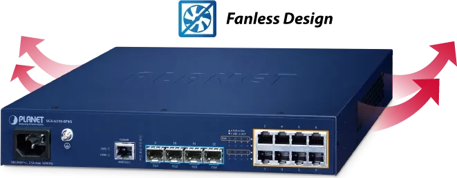 Planet SGS-6310 Rackmount Gigabit Managed Switch, 8x RJ-45, 4x SFP+, 120W PoE+
